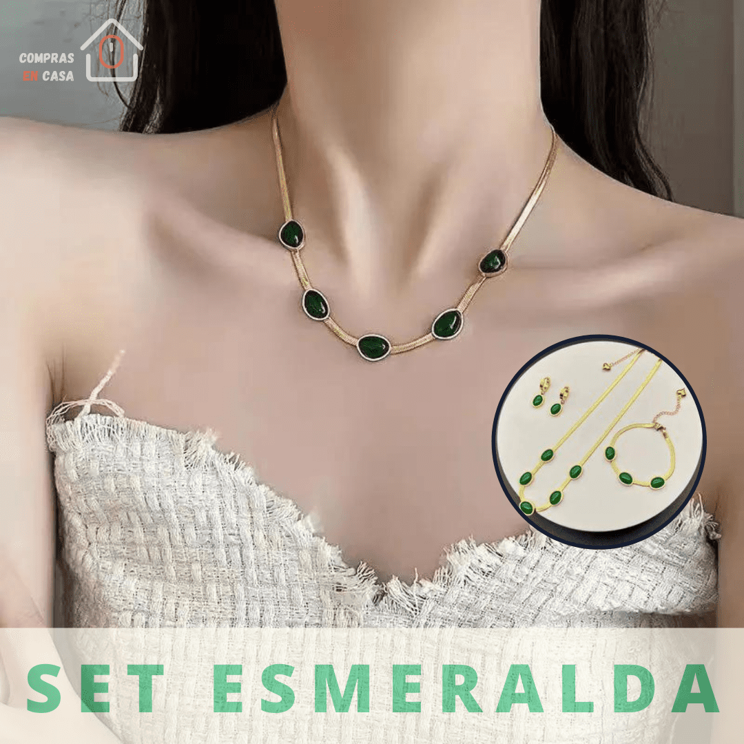 Set collar pendientes y pulseras esmeralda