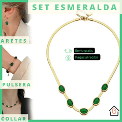 Set collar pendientes y pulseras esmeralda