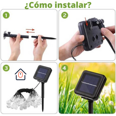 EXTENSIÓN DE 100 LUCES GOTA DE AGUA LED PANEL SOLAR